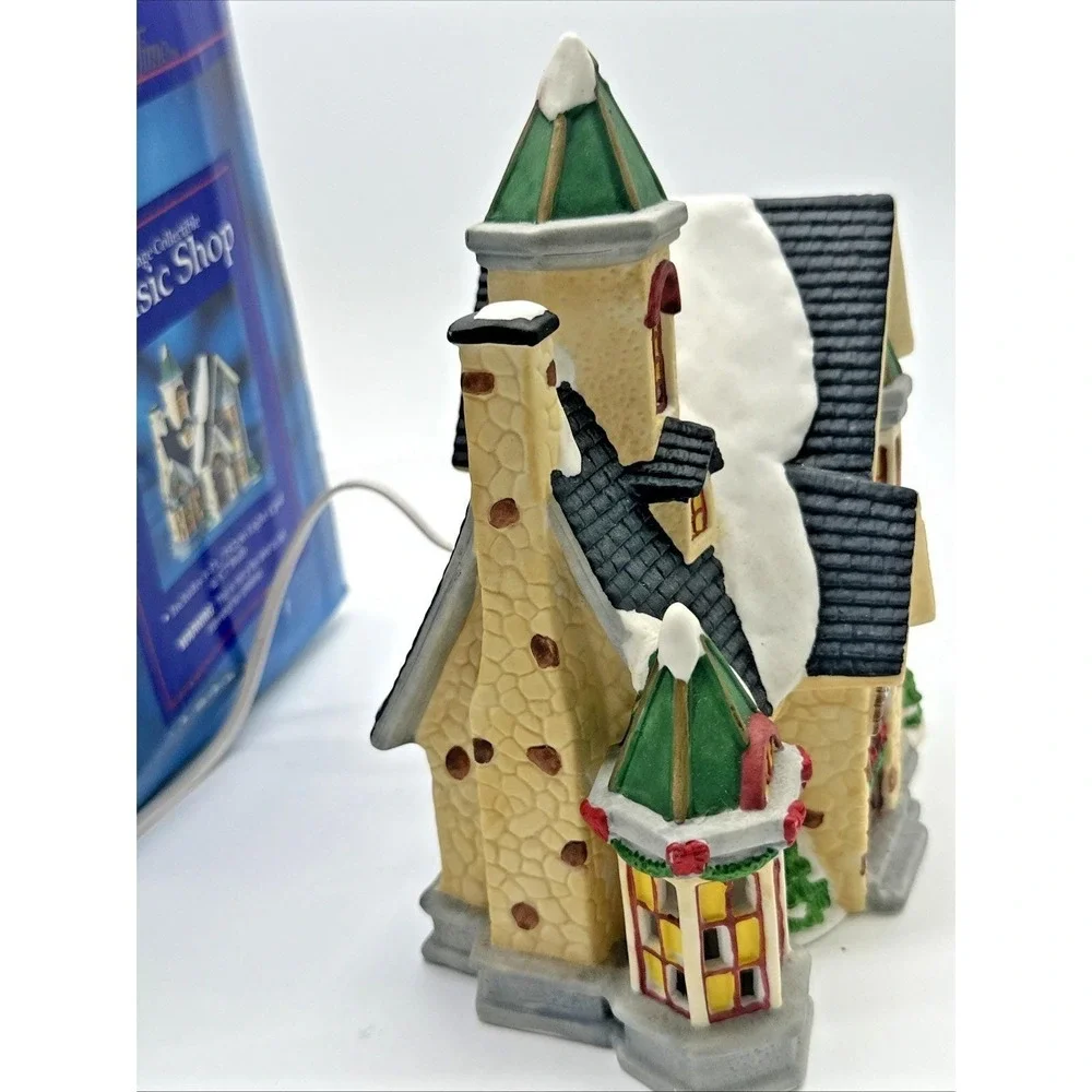Music Shop Holiday Time Vintage Village Collectible Dickens England Lighted  EVC
